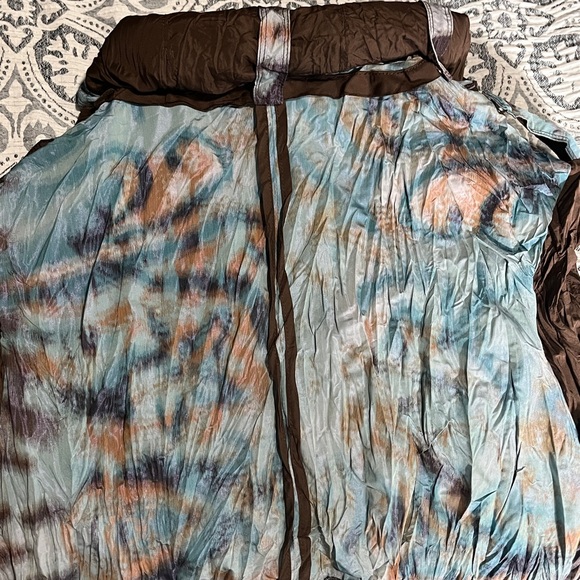 Alberto Makali Blue and Brown Ruffled Hooded Vest Blouse Small - Picture 7 of 7